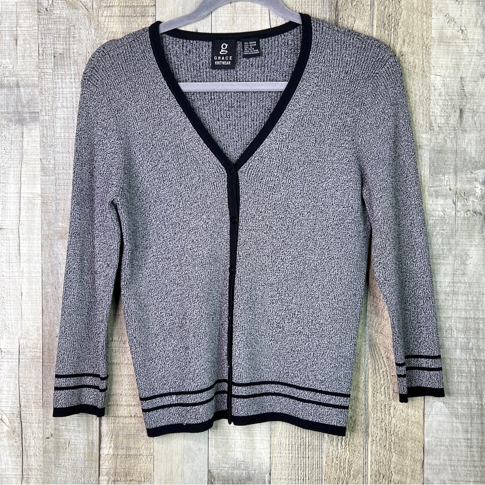 Grace Knitwear Size Medium V-Neck Button Front Heavy Weight Knit Cardiga…